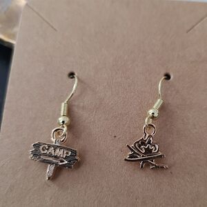 New Handcrafted Mismatch Camp Dangle Earrings on 14K Gold Plated Hooks